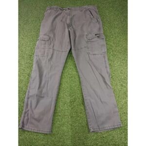 Wrangler Authentics Cargo Pants Mens 38x32 Gray Ripstop Stretch Relaxed Fit